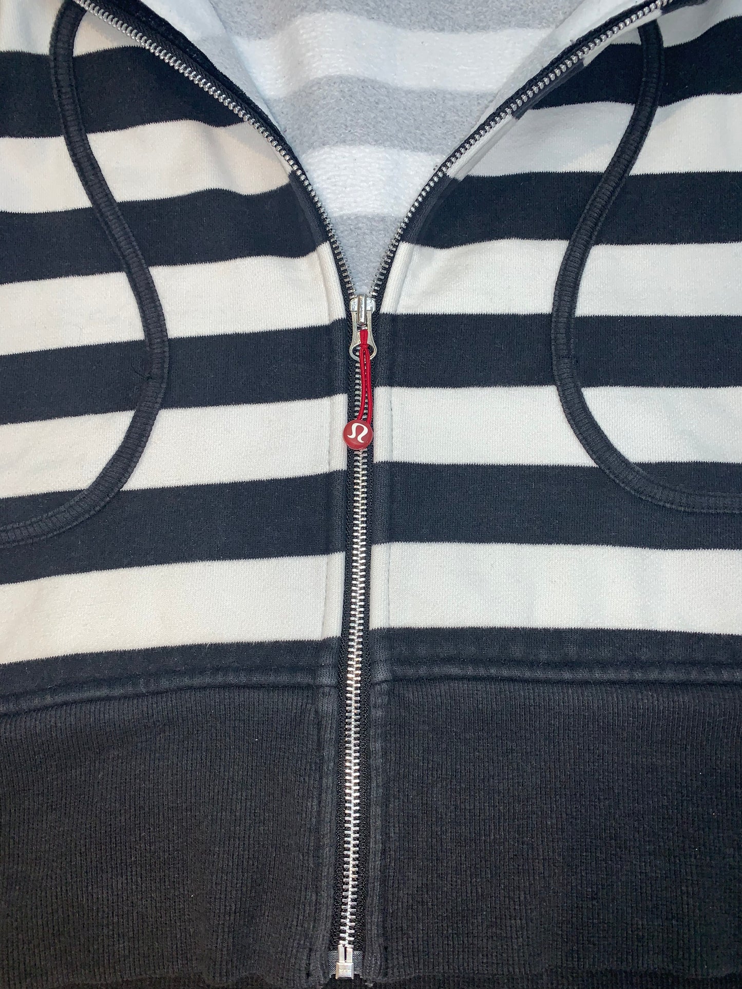 Lululemon (Rare) Scuba Hoodie Red Cuff Striped Black/White - Size 8