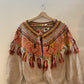 Moth Cardigan Button Close Sweater Crop Fringe 3/4 Length Sleeve - Women's Small