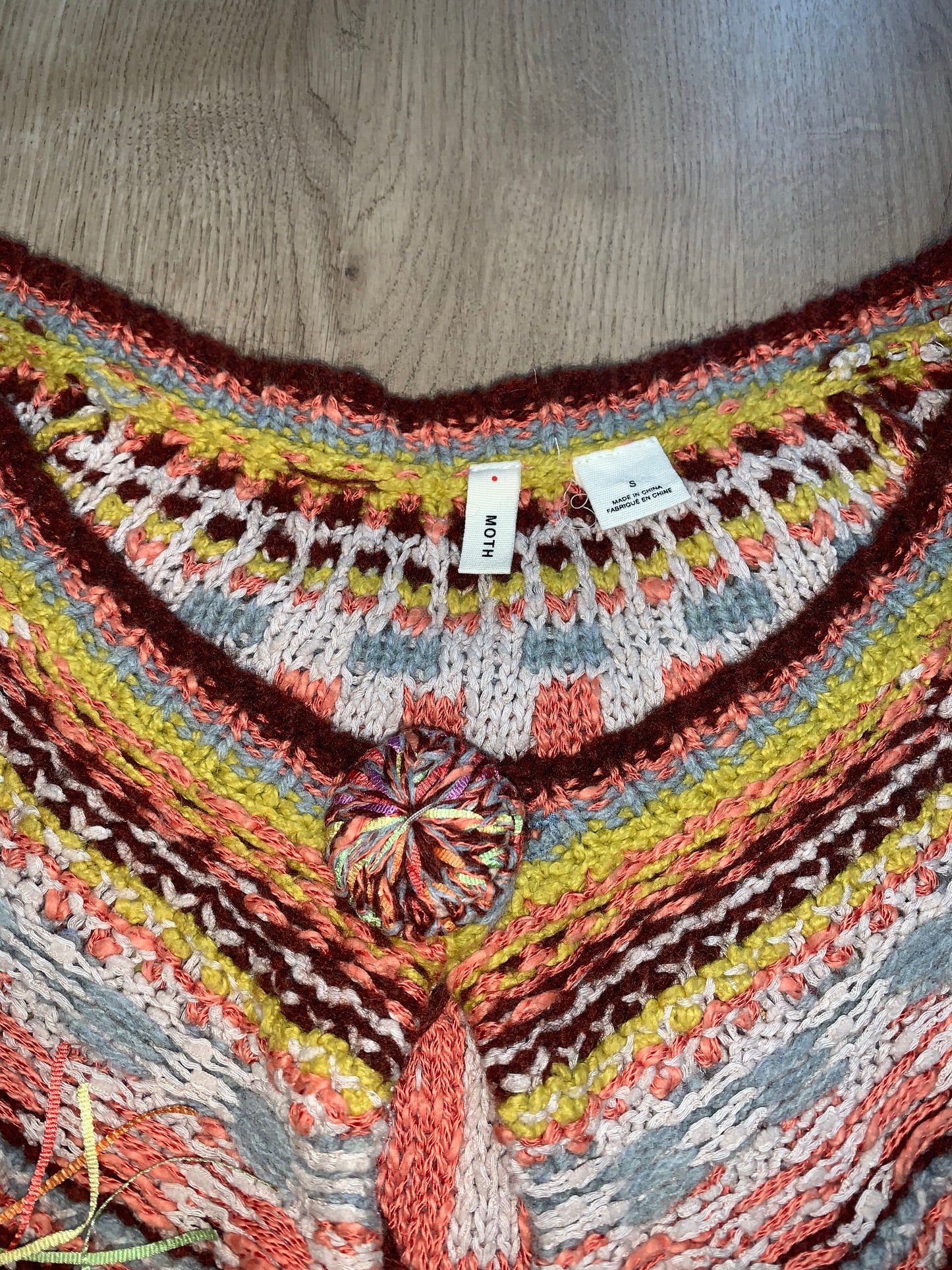 Moth Cardigan Button Close Sweater Crop Fringe 3/4 Length Sleeve - Women's Small