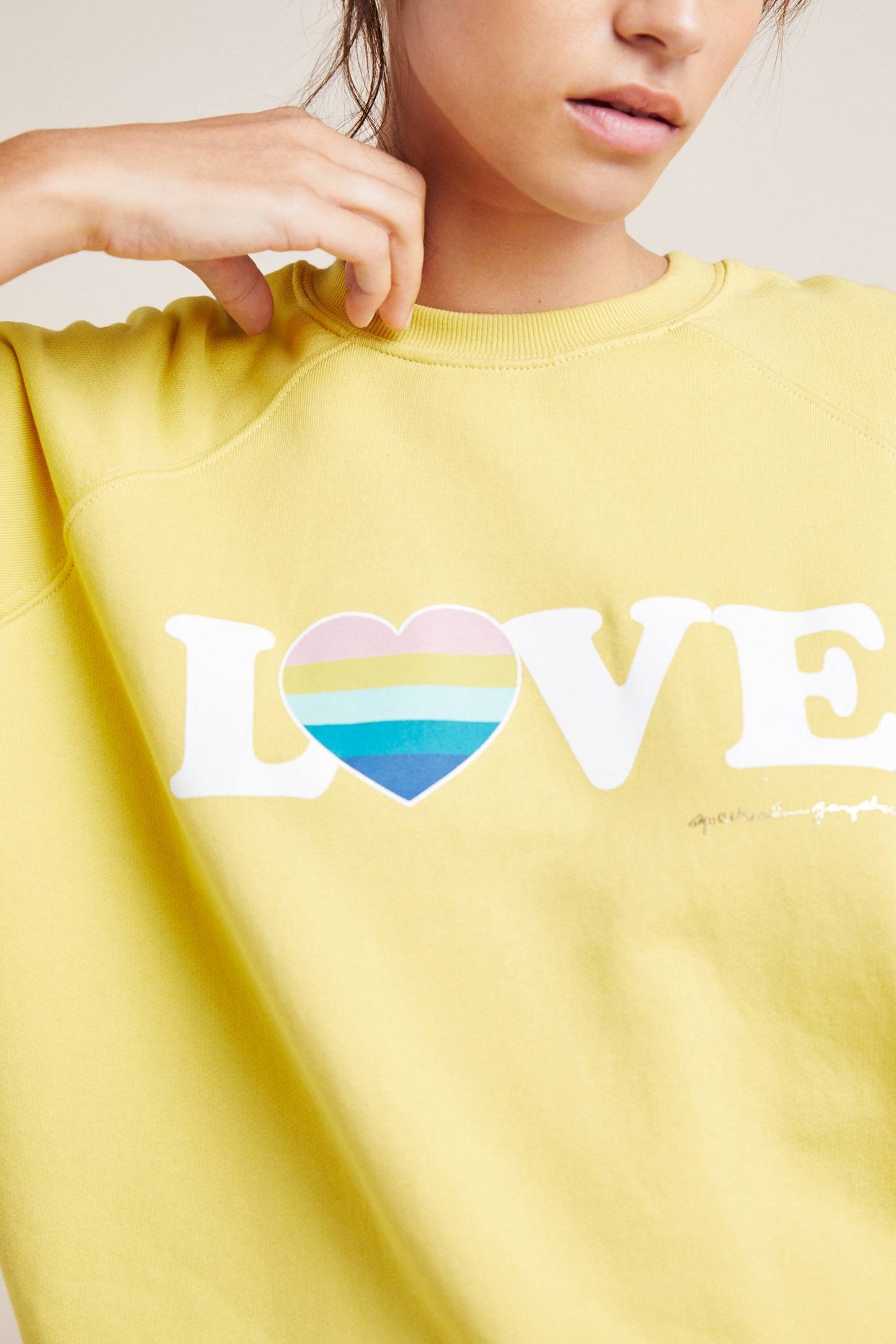 Spiritual Gangster Love Rainbow Women’s Crewneck Sweater Yellow - Size Small