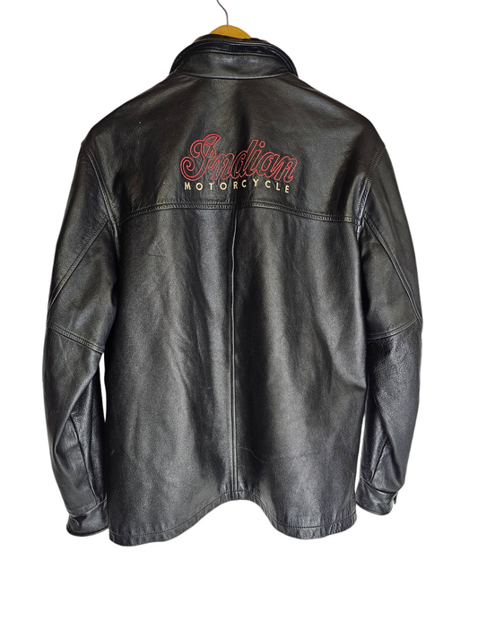 Indian Motorcycle Leather Riding Jacket Black - Size Medium