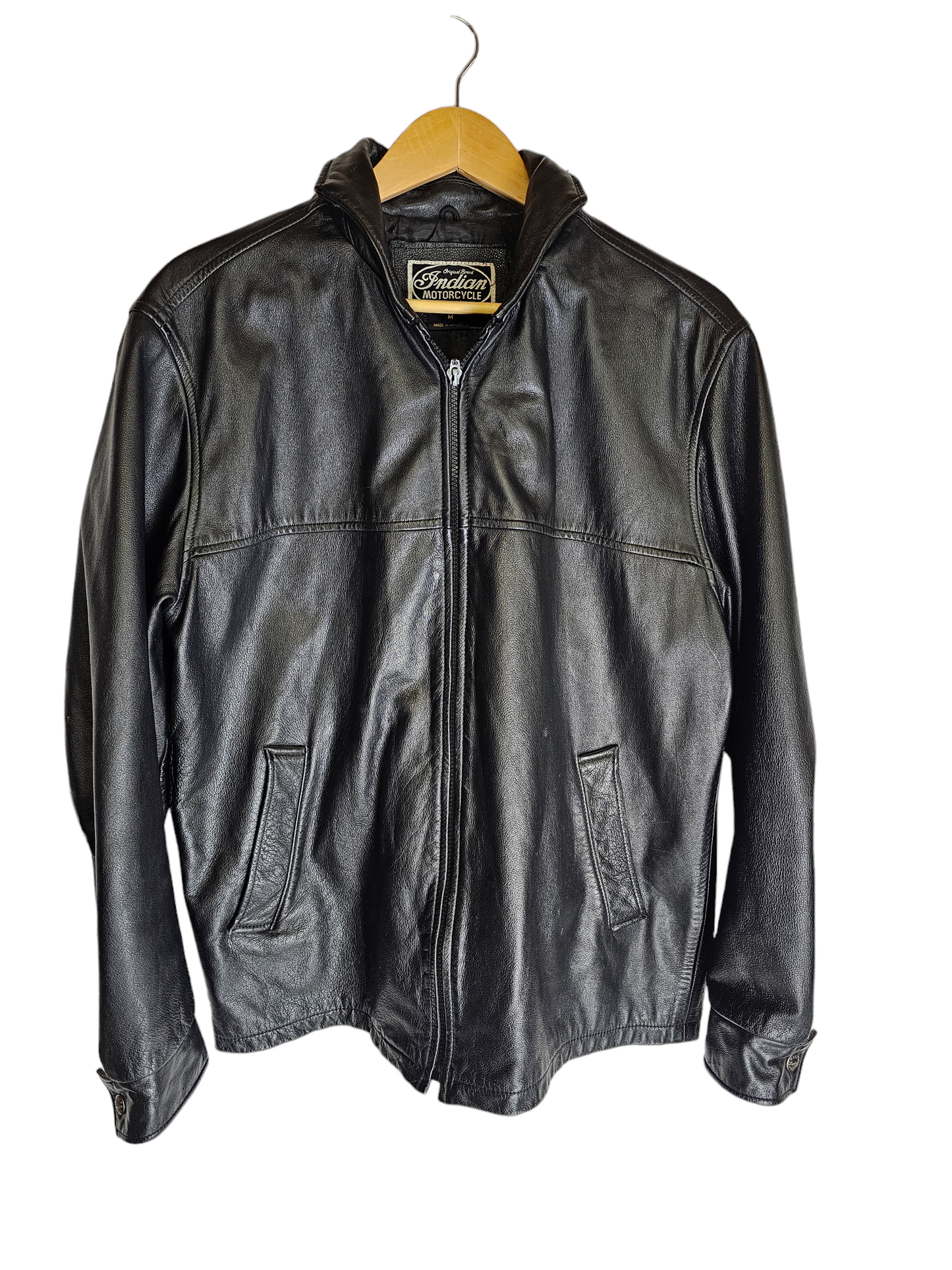 Indian Motorcycle Leather Riding Jacket Black - Size Medium