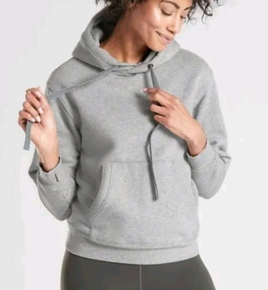 Athleta Kangaroo Front Pocket Pullover Hoodie Sweatshirt Heather Grey - Size S
