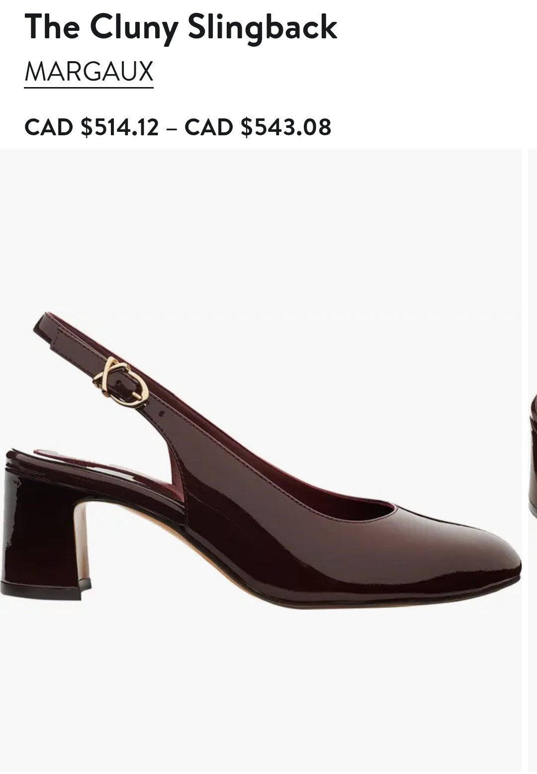 Margaux Cluny Slingback Sandals Burgundy - Size 7.5