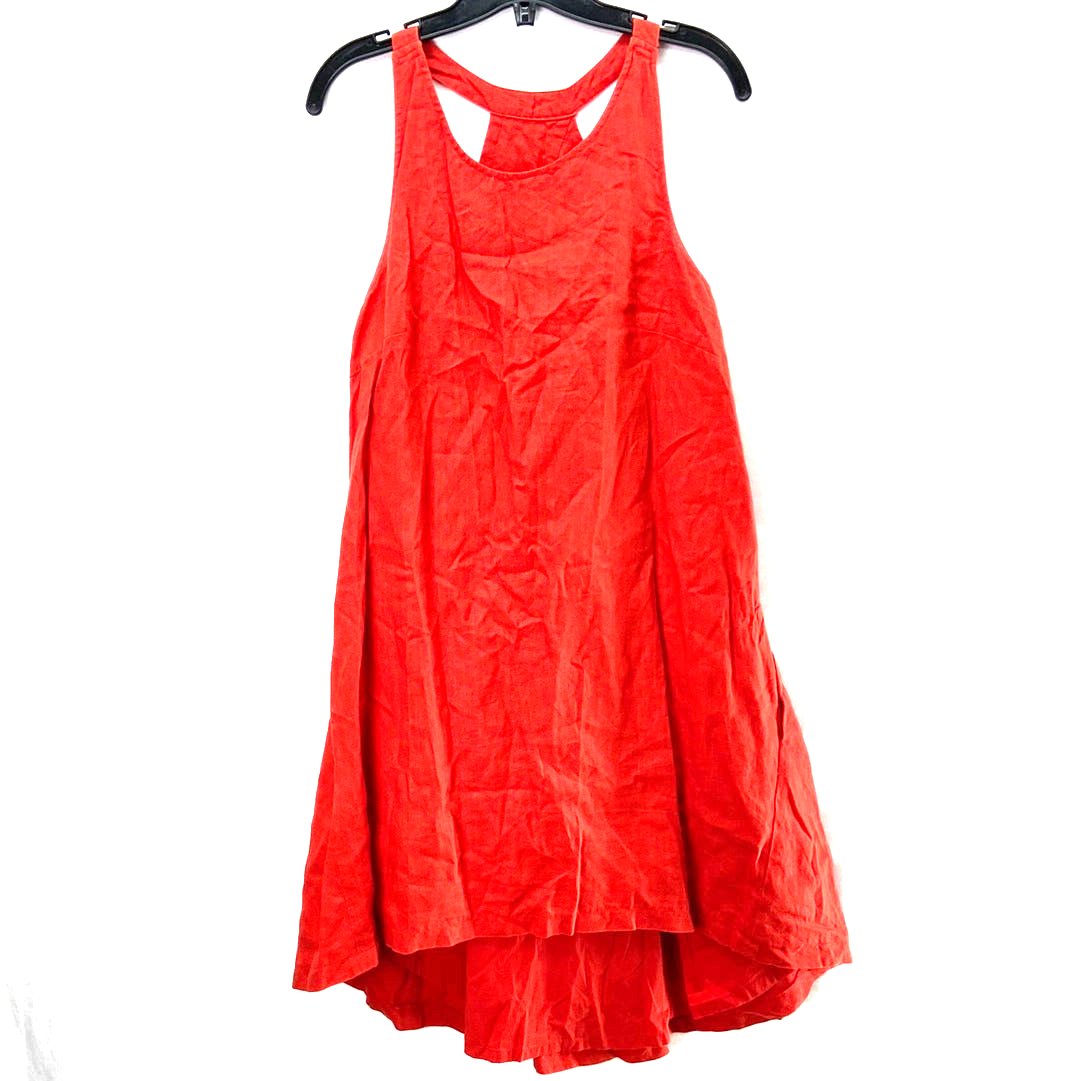 Banana Republic Women's Linen Maxi Dress Red/Orange - Size 8