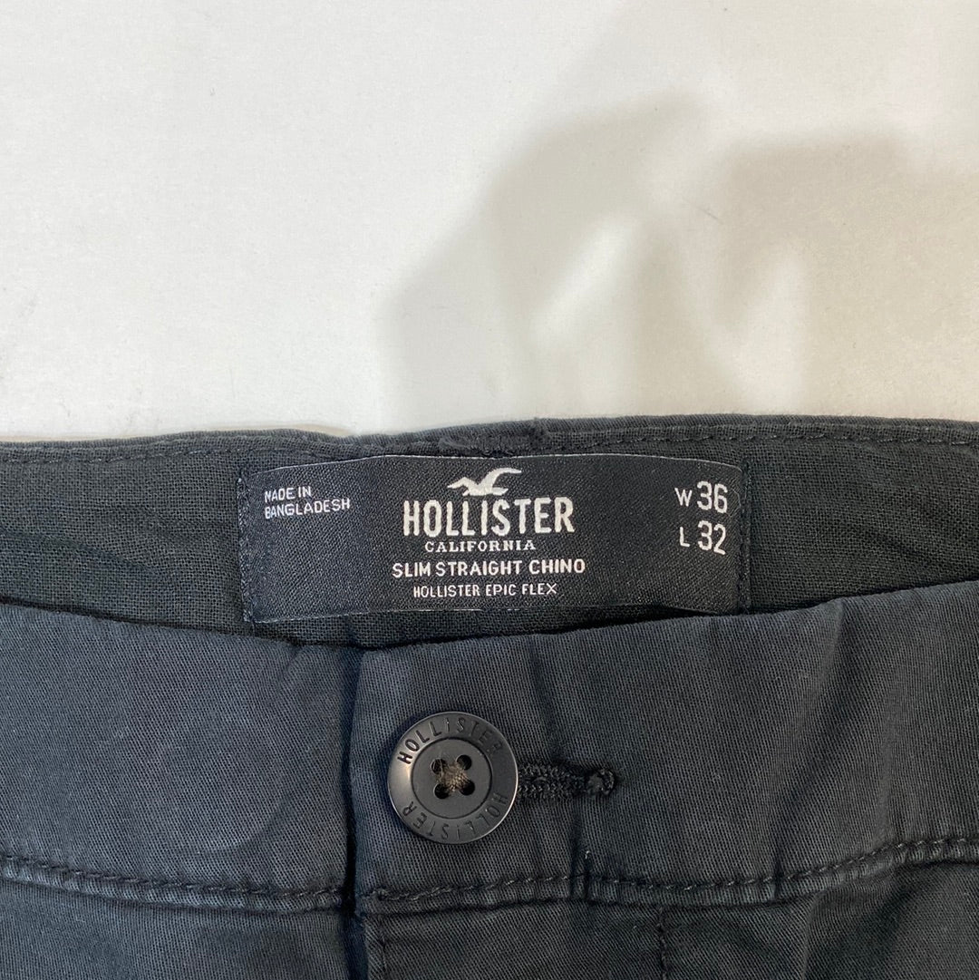 Hollister Men's Slim Straight Chinos Pants Black - 36 x 32