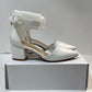 Dream Pairs Annee Pointed Toe Low Chunky Heels Pump Shoes White - Size 7.5