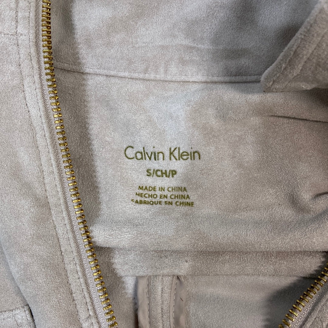 Calvin Klein Women's Suede Zip Up Jacket Tan - Small