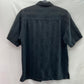 Paradise Blue Vintage Men's Silk Tropical Button-Up Shirt Black - Small