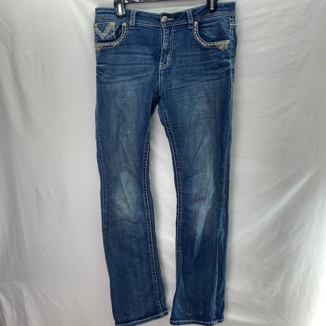 Grace in LA Women's Flared Denim Jeans Dark Washed - Size 30