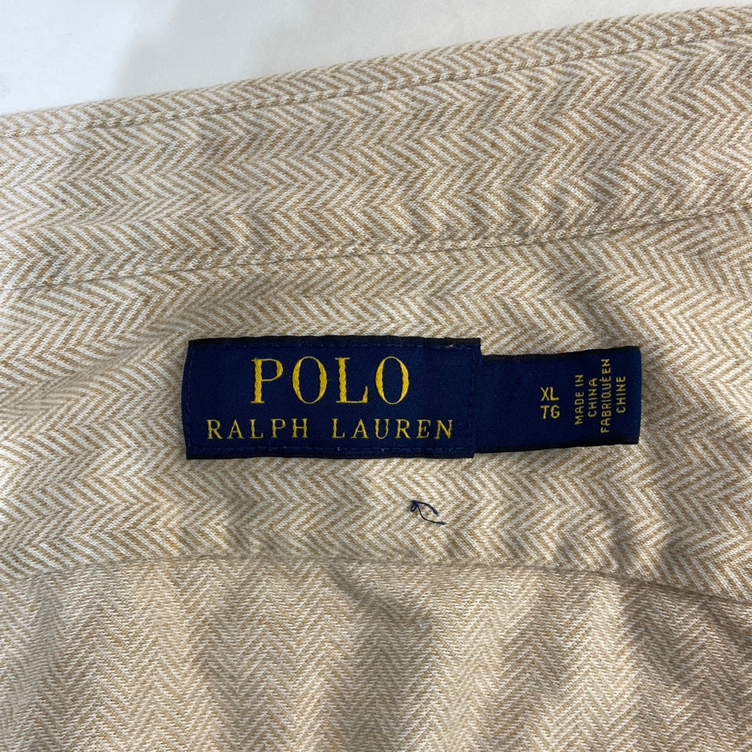 Polo Ralph Lauren Men's Button Up Long Sleeve Shirt Brown - Size XL