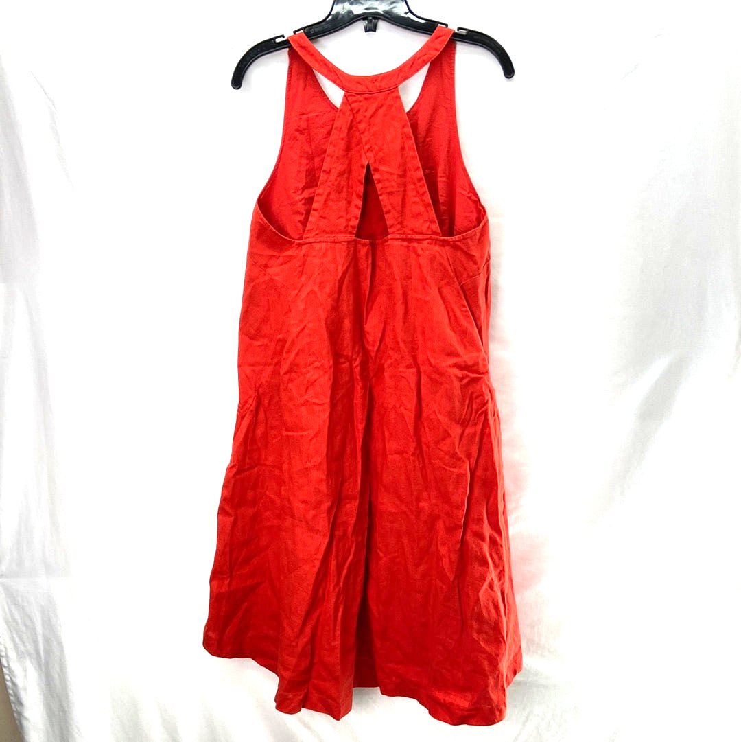 Banana Republic Women's Linen Maxi Dress Red/Orange - Size 8