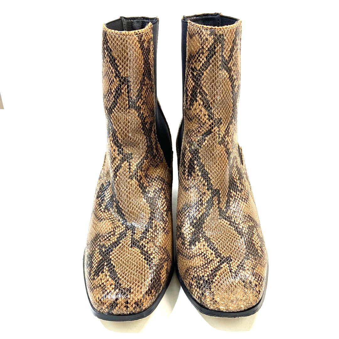 French Connections Vegan Leather Snake Skin Boots Brown - Size 11