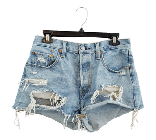 Levi's 501 Women's Denim Shorts with Rips Light Washed - Size 28