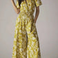 Anthropologie The Somerset Floral Jumpsuit Yellow - Size Medium