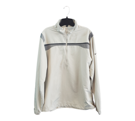 Vintage Nike Golf Men's Half Zip Pullover Jacket Off White/Grey - Size Medium