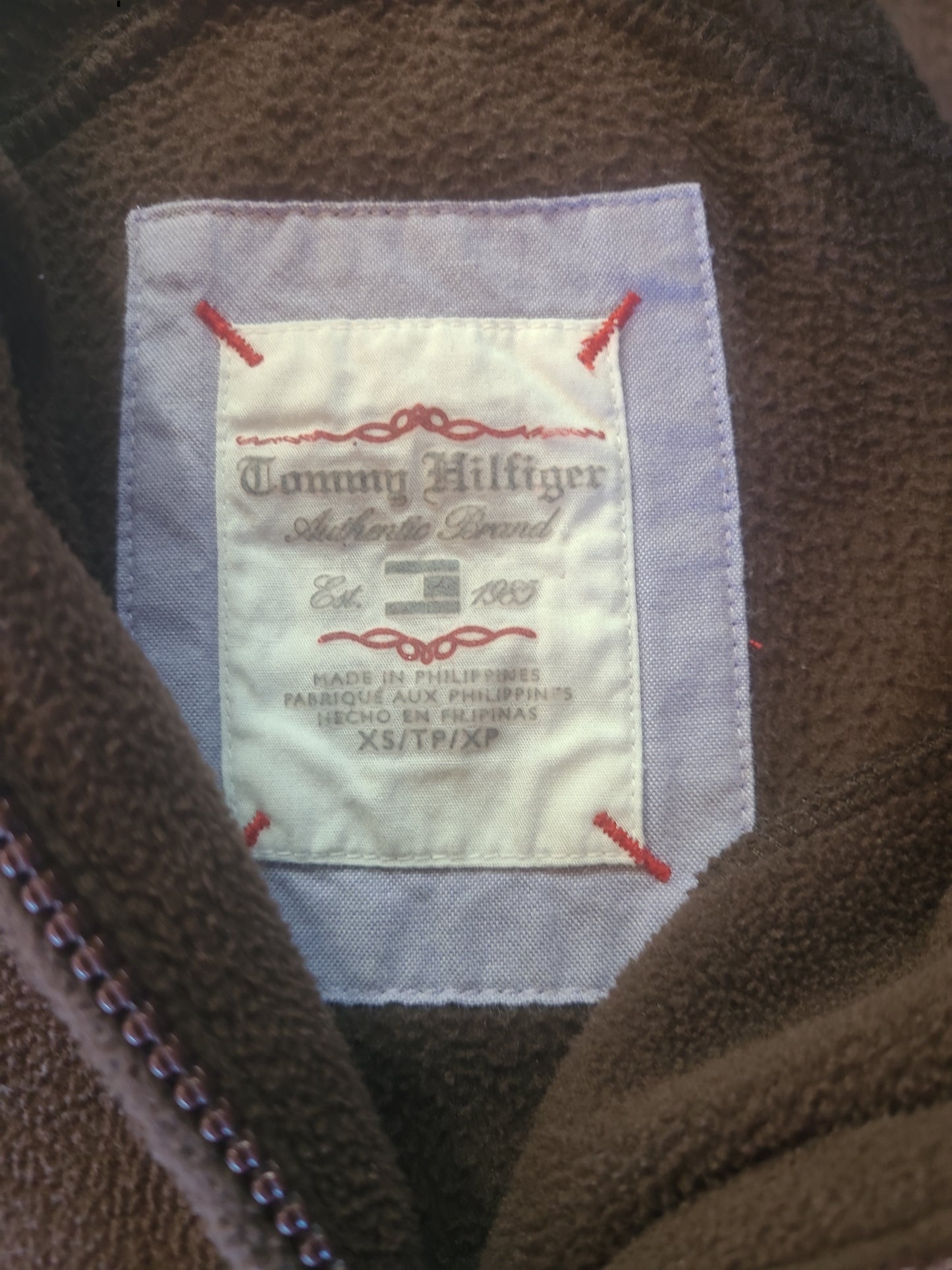 Vintage Tommy Hilfiger Zip Up Fleece Jacket Brown - XS