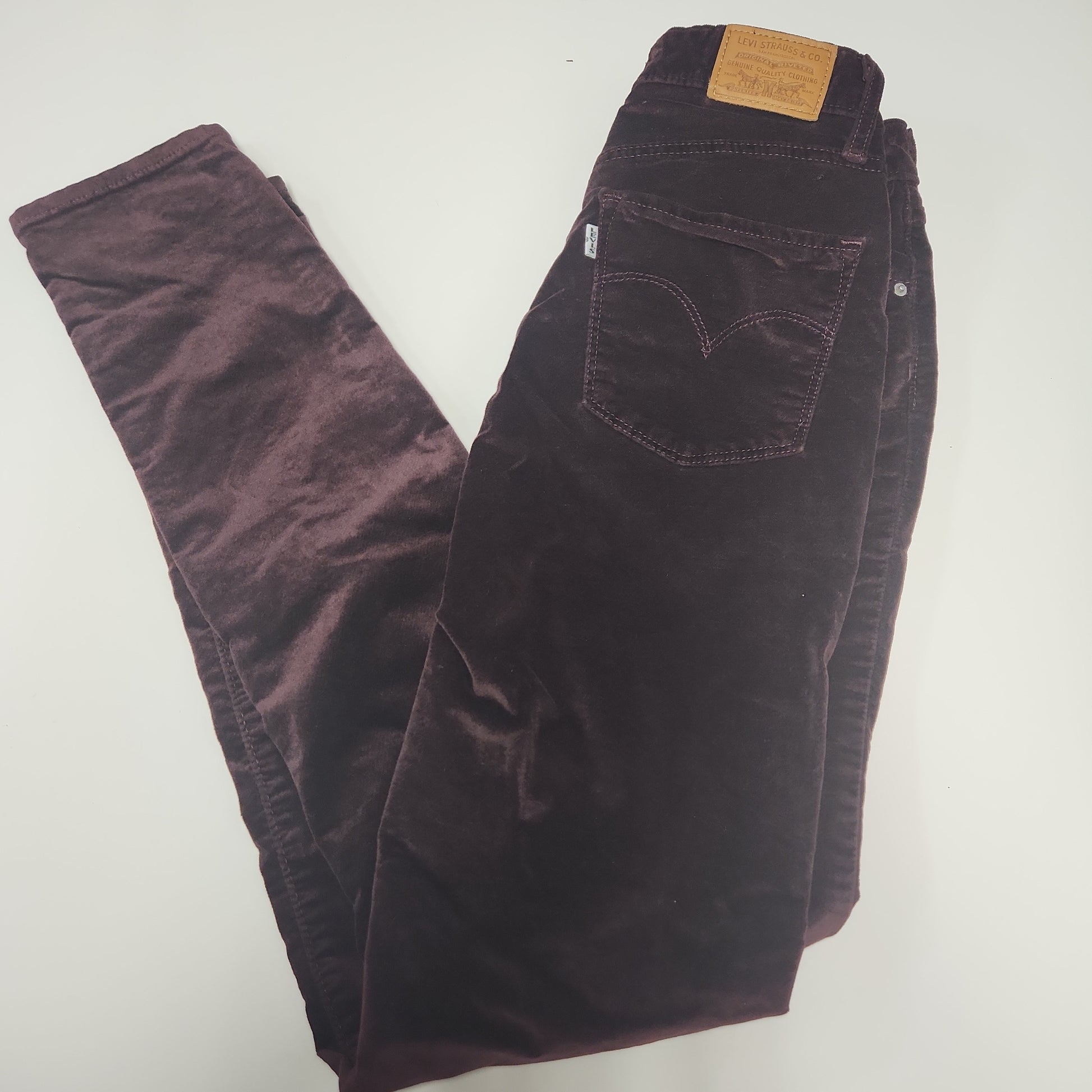 Levi's 721 Velvet High Rise Skinny Women's Pants Burgundy Size