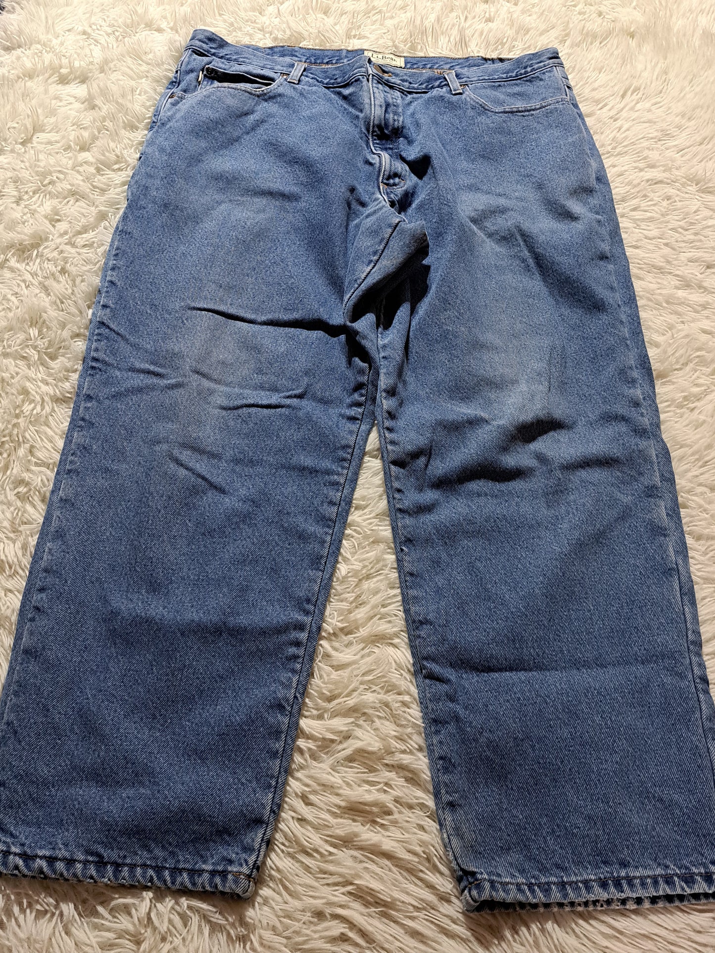 Vintage L.L. Bean Jeans Plaid Lining Blue - 42 x 30