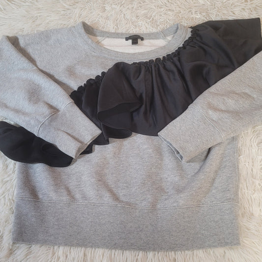 J. Crew Pullover Crewneck Sweater Light Grey/Black - Small