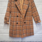 Steve Madden Plaid Long Fashion Coat Brown - Medium