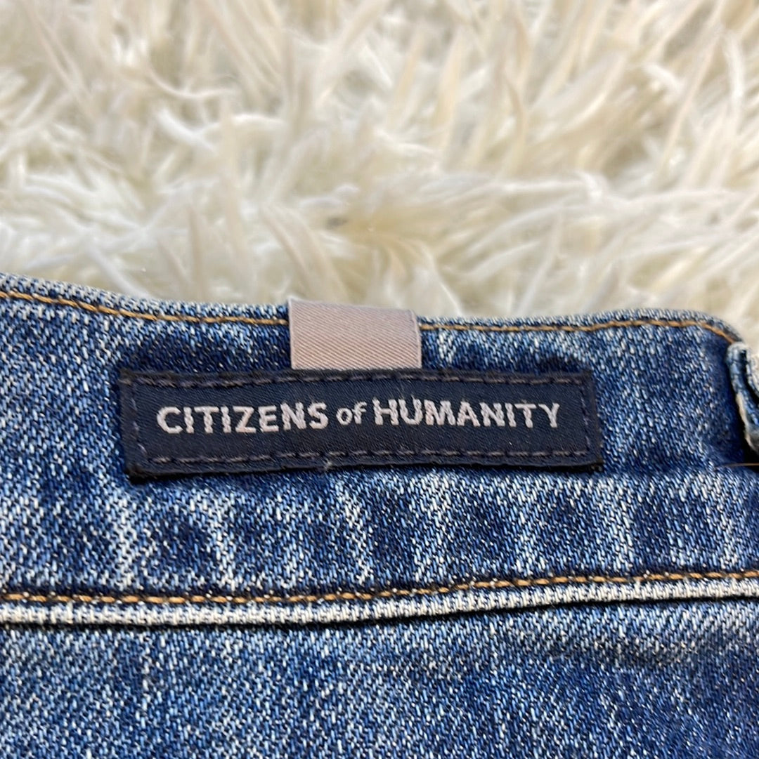 Citizens of Humanity Drew Fray High Rise Crop Flare Jeans Medium Washed - 25
