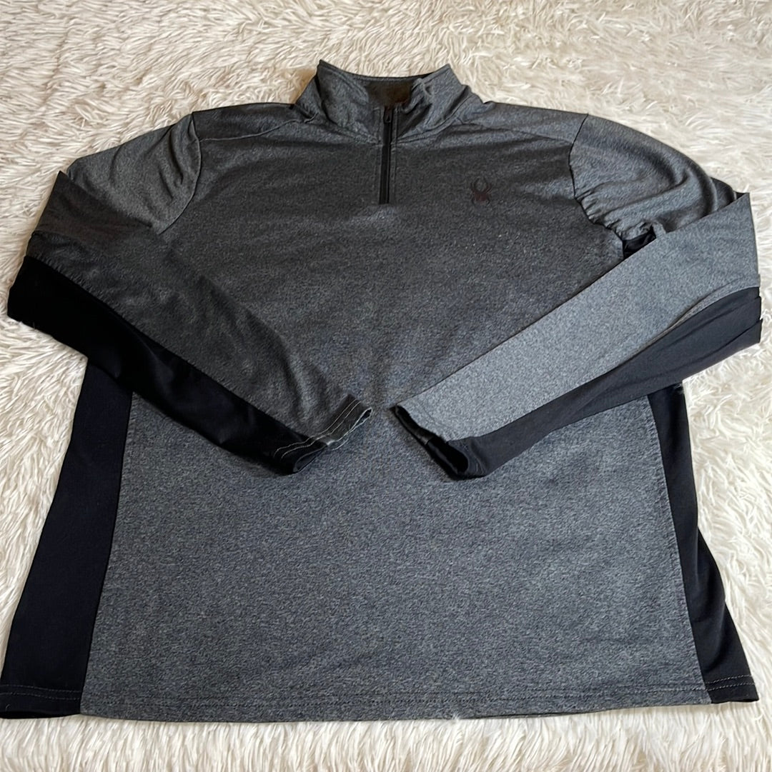 Spyder Active/Sport Men's Quarter Zip Pullover Top Grey/Black - Size Medium