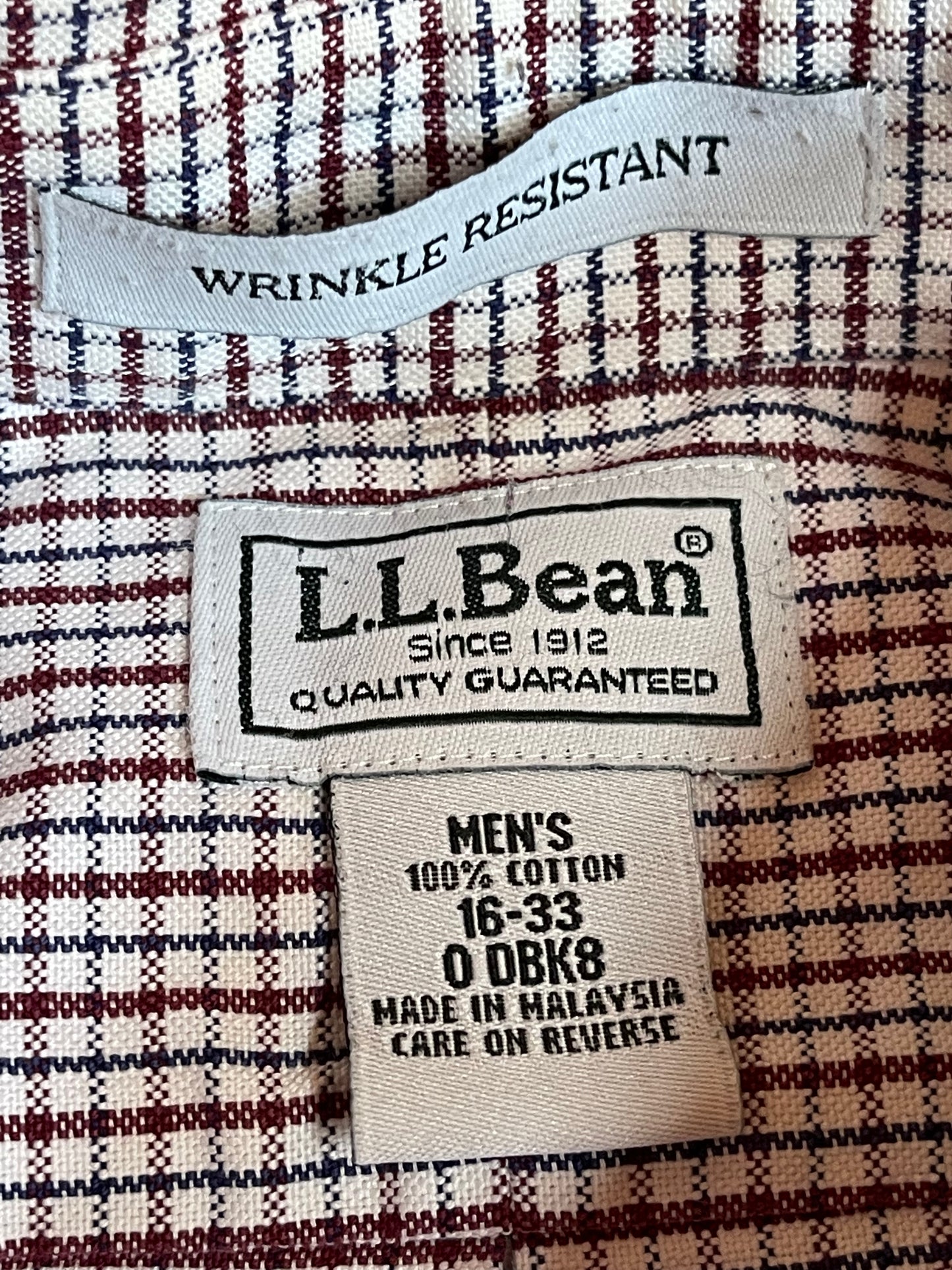 L.L Bean Men's Button Up Wrinkle Resistant Brown Patterned - 16-33