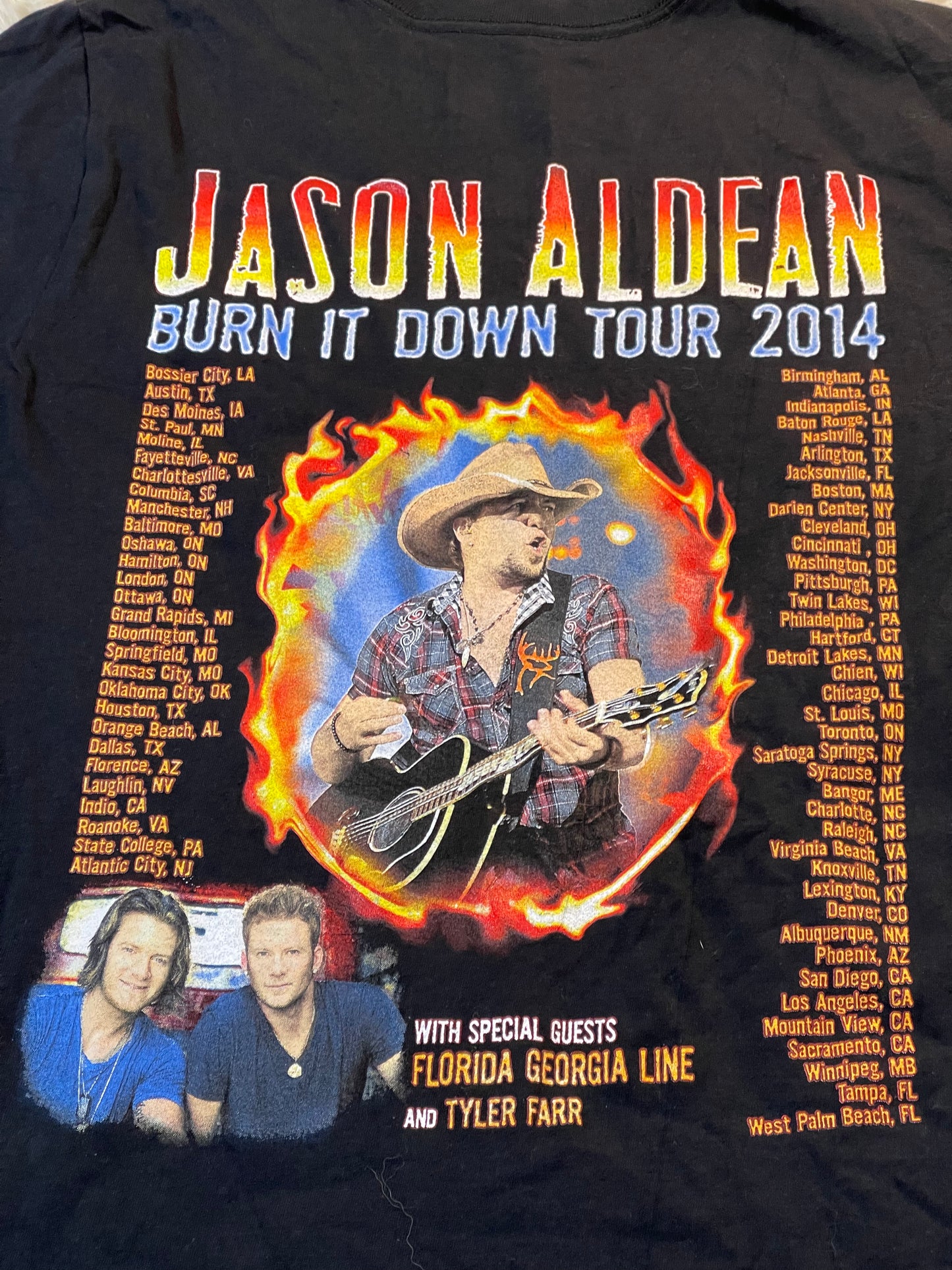 Jason Aldean 2014 "Burn It Down Tour" T-Shirt Black - Small